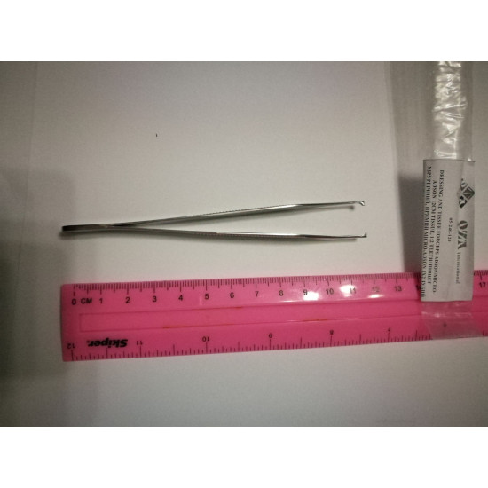 Пінцет хірургічний, прямий Micro-Adson 1х2 зубий 12cm, для тканини та перев