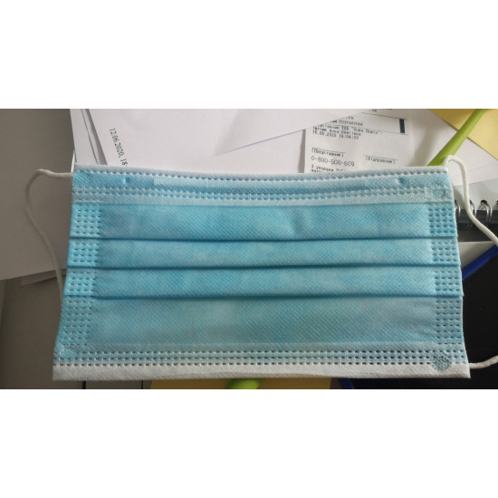 Маска медична одноразова 3-сл, з носовим фіксатором (50шт/уп)