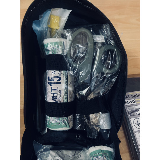 Аптечка тактична військова чорна з турнікетом Sam USA з шиною
