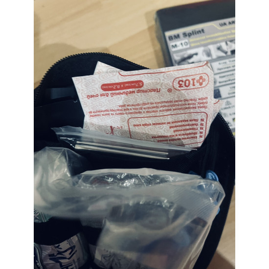 Аптечка тактична військова чорна з турнікетом Sam USA з шиною